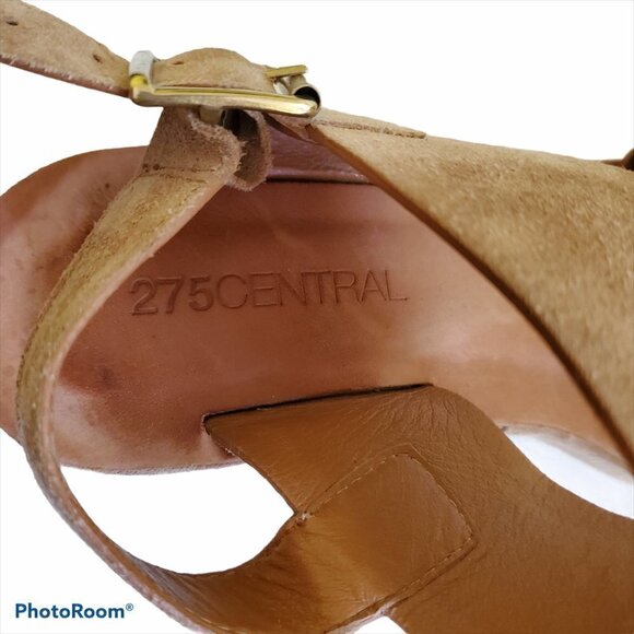 275‎ Central Womens Deni Suede Wedge Sandals Tan Brown 6 Made In Italy - Picture 9 of 10